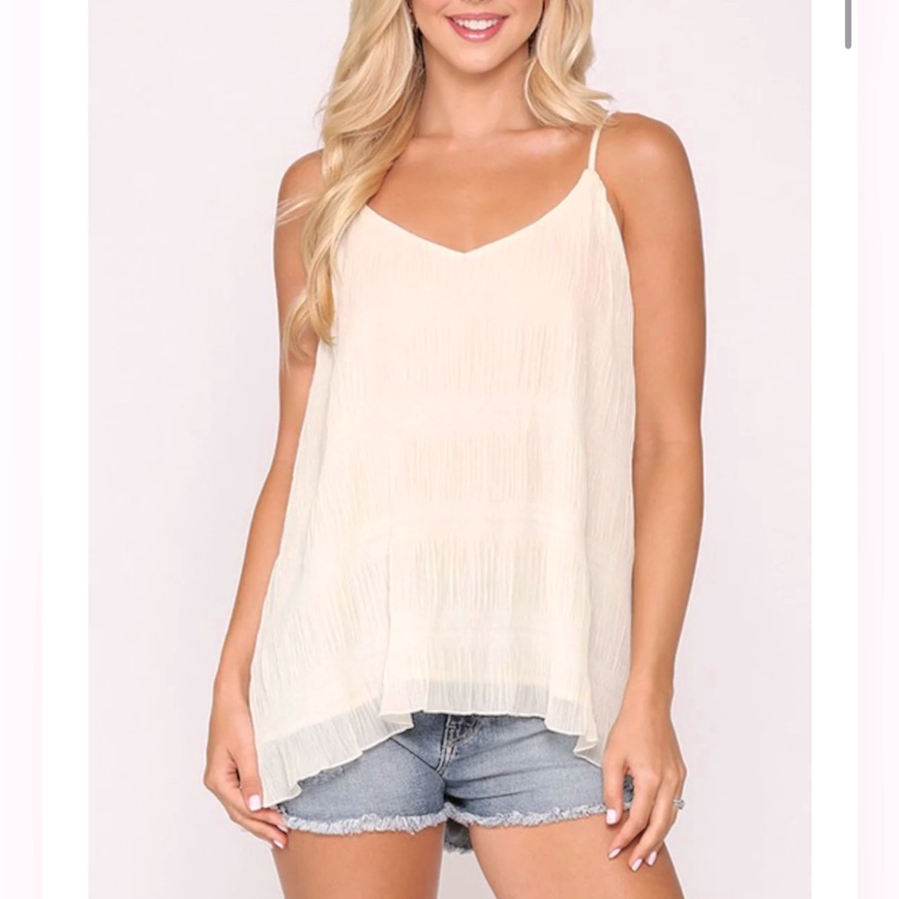 Gigio Women’s Pleated Cami Tank Top White Size Medium